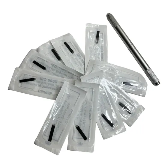 Kit Tebori + 10 Agujas Filos Negro Para Microblanding Cejas
