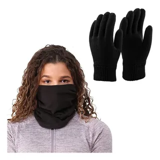 Bandana Cuello Y Guantes Liso Ropa Termica Negro Combo X 2 Bandana Cuello Y Guantes Liso Ropa Termica Negro Combo X 2