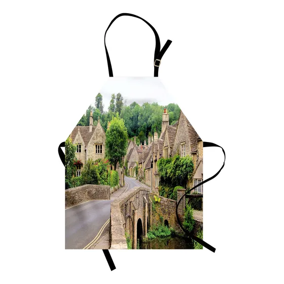 Lunarable Delantal Europeo Pueblo Britanico Inglaterra Casa