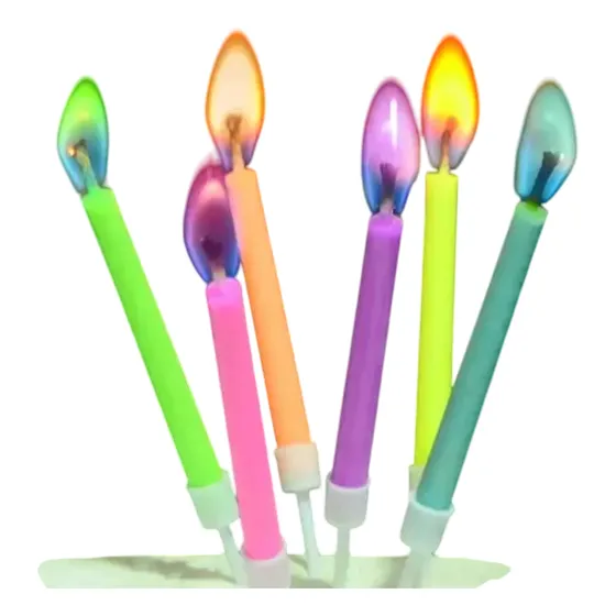 Pack 12 Velas Llama De Color, Novedad, Cumpleaños