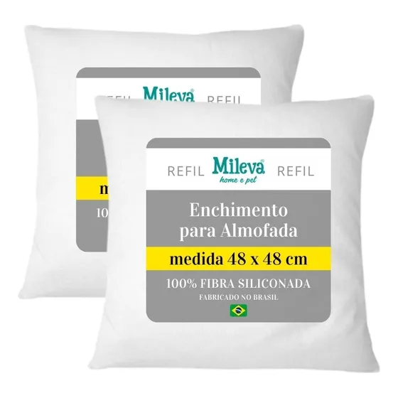 Kit 2 Enchimento Almofada Refil 45x45 Fibra 100% Siliconada Cor Branco