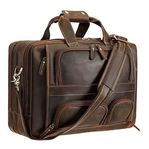 Maletín Polare De Cuero Para Hombre Laptop 17'' -café