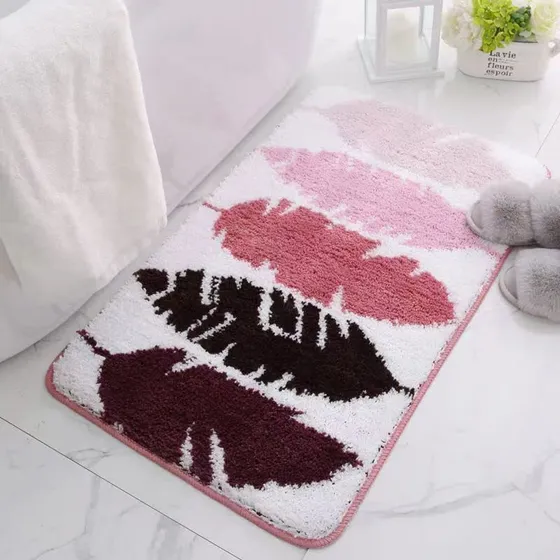 Leesor Alfombra Baño Tapete 32 X 20  Bonito Patron Pluma