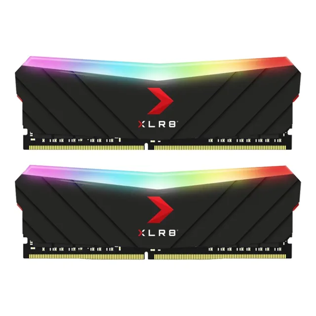 Memoria RAM XLR8 Gaming EPIC-X RGB gamer color negro 16GB 2 PNY MD16GK2D4320016XRGB