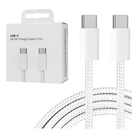 Cabo P/ iPhone 15 16 17 Macbook Usb-c Original 2 Metros Branco