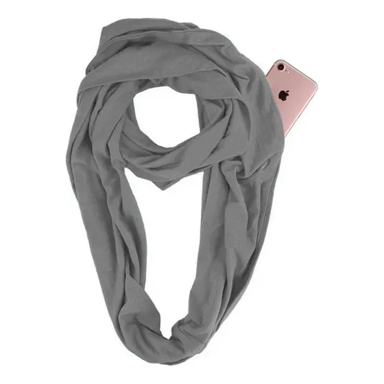 Bufanda Cuellera Bolsillo Abrigo Unisex Antirrobo Braga Ax ® Color Gris Diseño De La Tela Lisa