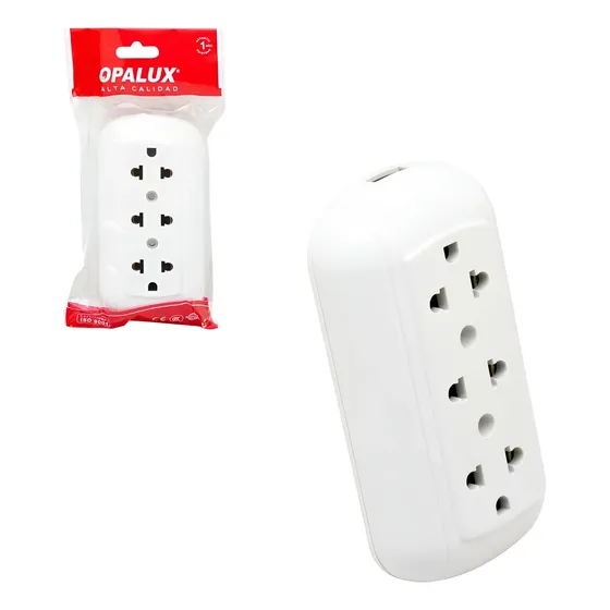 Tomacorriente Triple Universal Blanco Op-323-93wh Opalux Blanco | Cuotas sin interés