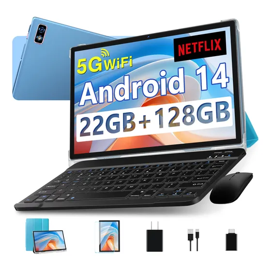 Tablet 10 Android 14 5g 8000mah 22+128gb 8core Teclado Ratón