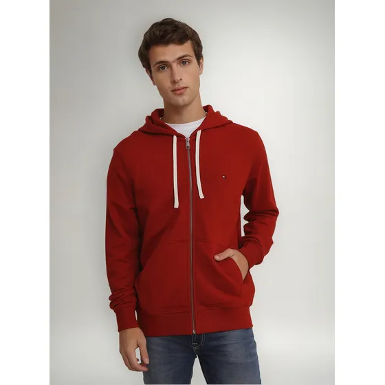 Polerón Hoodie Solic Con Cremallera Rojo Tommy Hilfiger