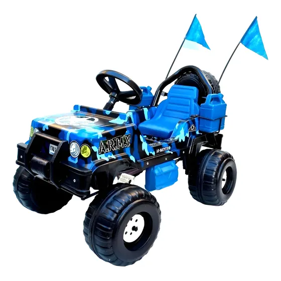 Jeep A Pedal Camuflado Con Banderines Y Rueda De Auxilio