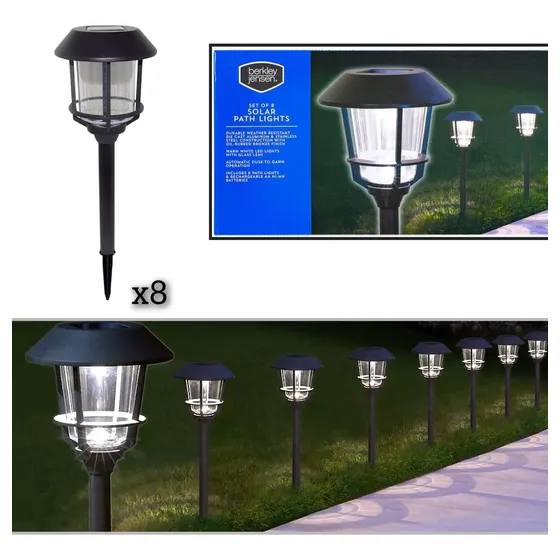 Set X8 Lámpara Led Solar P/ Jardin Camino Exteriores Moderna