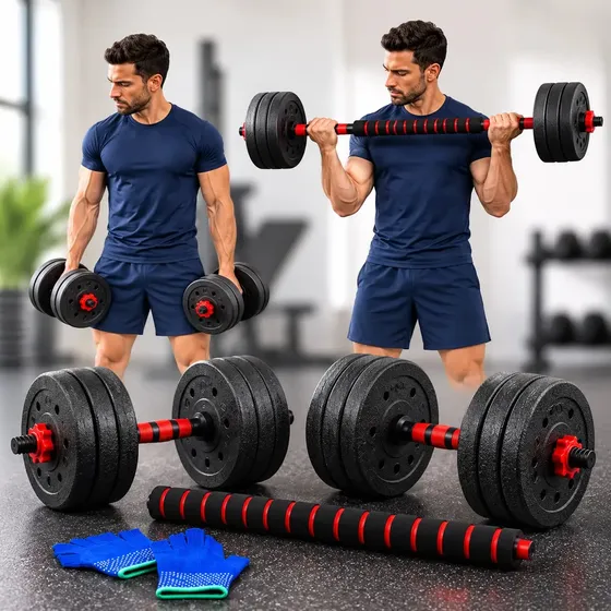 Set de Mancuernas y Barra Ajustable Torvea de 20 kg para Gimnasio y Ejercicio en Casa