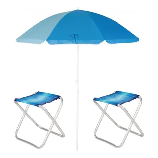 Kit Praia Guarda Sol 1,50 M + 2 Banquetas Banco Dobravel Kit Praia Guarda Sol 1,50 M + 2 Banquetas Banco Dobravel