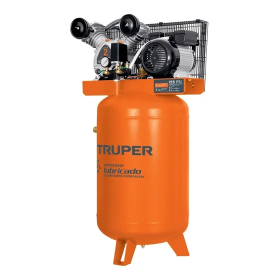 Compresora Lubricada De Aire Vertical 120 Litros 4hp Truper Color Naranja Fase eléctrica Monofásica Frecuencia 220V