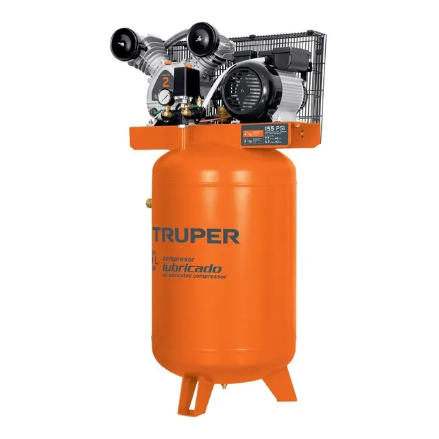 Compresora Lubricada De Aire Vertical 120 Litros 4hp Truper Color Naranja Fase eléctrica Monofásica Frecuencia 220V