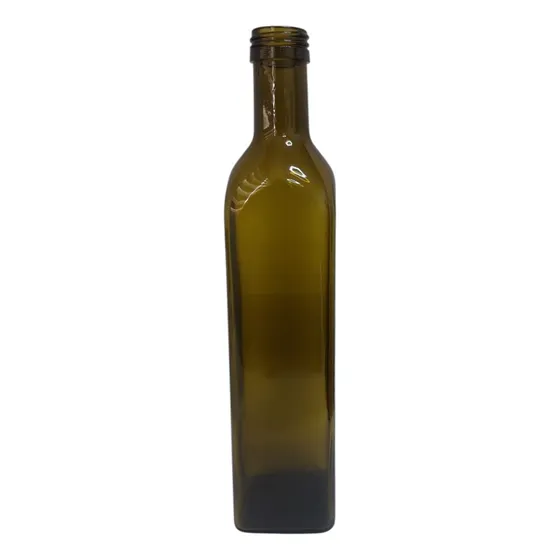 Botella De Vidrio Verde Base Cuadrada 1 Litro 10x21.000