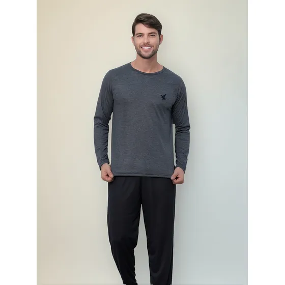 Pijamas De Frio Camisa E Calça De Malha Atacado Masculino
