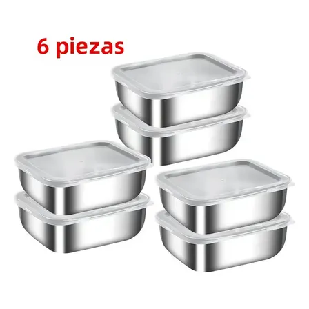6 Piezas De Contenedores De Alimentos De Acero Inoxidable Co 6 Piezas De Contenedores De Alimentos De Acero Inoxidable Co