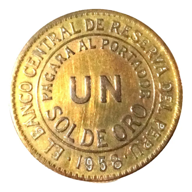 Moneda Un Sol De Oro Del Perú Año 1958