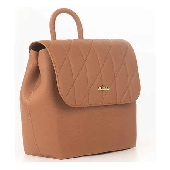 Bolsa Mochila Feminina Be Forever Glossy Rafitthy 35.13107 Cor Marrom Desenho Do Tecido Matelassê