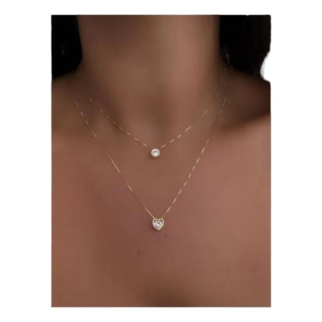 Collar De Cadena A Capas Con Diseño De Diamante