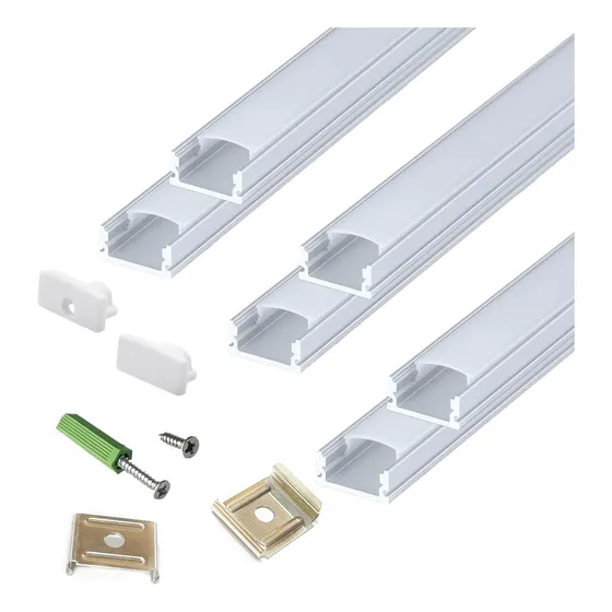 Kit 6 Perfiles Aluminio 1mt Tira Led Sobrepuesto Empotrable