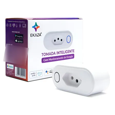 Tomada Inteligente Wifi 20a Ekaza Medidor De Consumo Branco