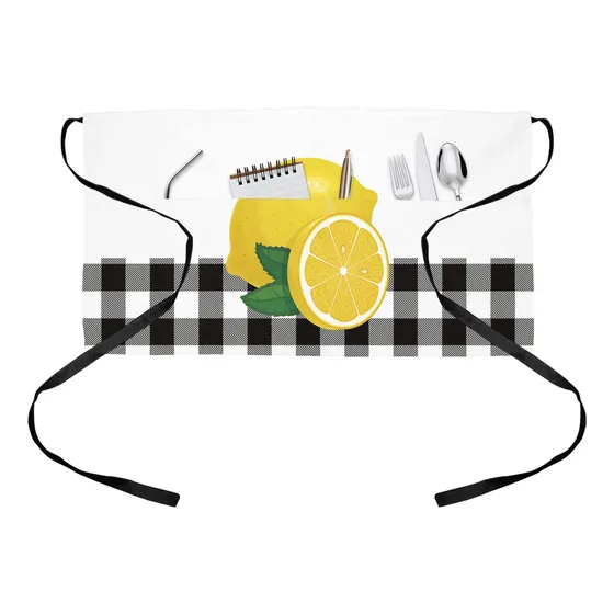 Delantal Servidor Limon Amarillo Verano Bolsillo Cintura