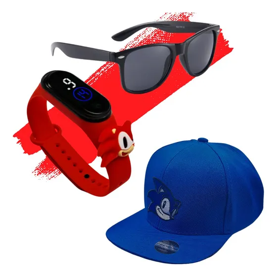 Kit Boné Infantil Óculos Sol Crianças Relógio Led Digital 
