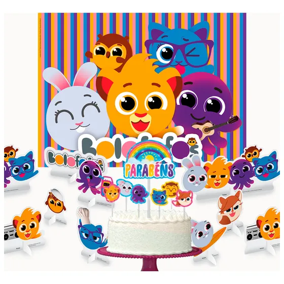 Kit Festa Bolofofos Aniversário Painel +8 Display +topo Bolo