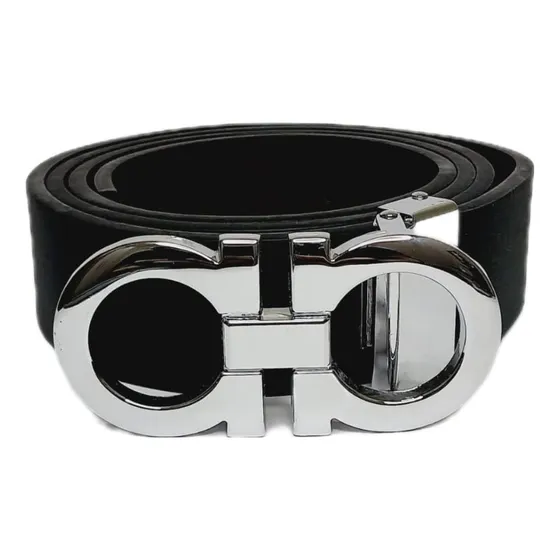 Cinto De Luxo Estilo Lv Premium Unissex Prateado Lisa 42