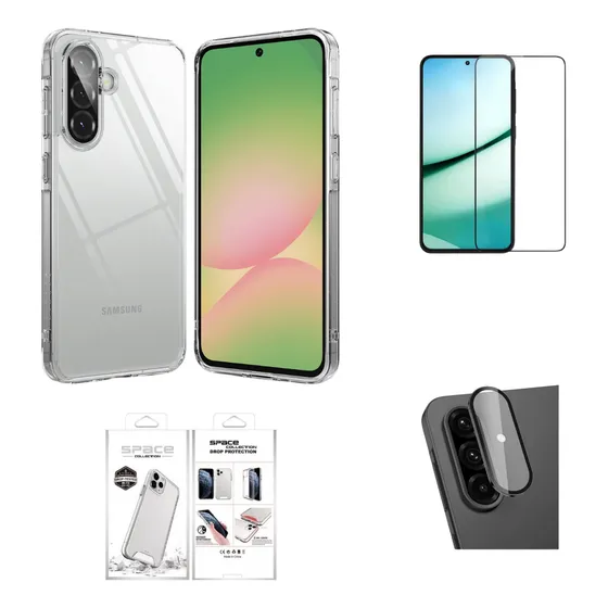 Case Funda Clear Para Samsung A56 + Mica Pantalla Y Cámara Transparente Bumper Clear Antishock En Empaque