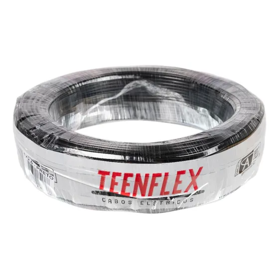 Fio Elétrico Cabo Flexível 4mm Rolo 100m Cobertura Preto Teenflex
