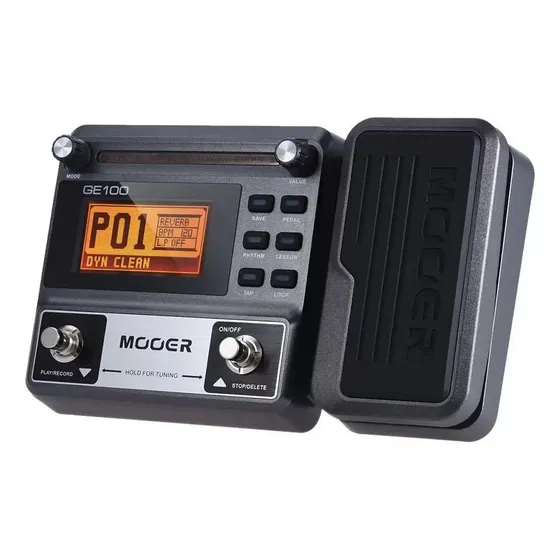 Pedaleira Mooer Ge100 Para Guitarra Com Multi Efeitos Fonte Cor Preto