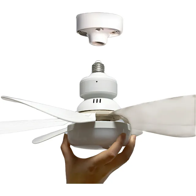 Ventilador Portalamparas E27 Con Luz Led Y Control Techo