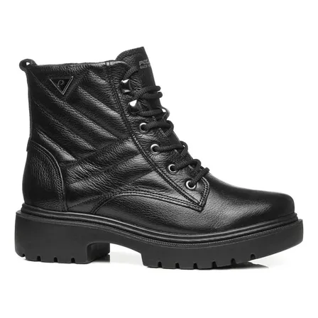 Bota Pegada 282411 Coturno Tratorado Feminino Couro Casual Preto Couro 35 Br