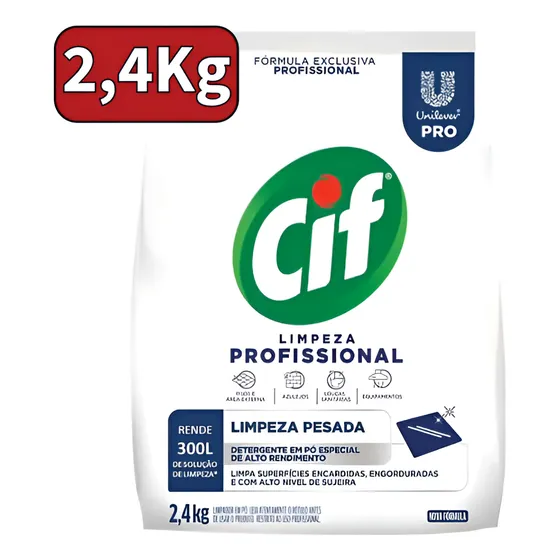 Sabão Em Pó Cif  2,4kg Lava Roupas Limpeza Profissional