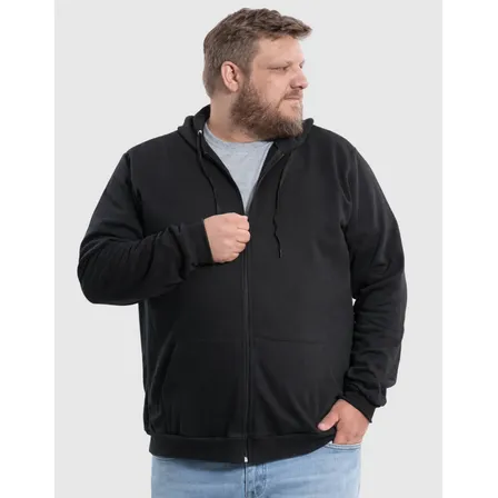 Casaco Moletom Plus Size Felpado Masculino Com Capuz E Zíper