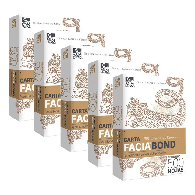5 Paquetes Hoja Carta Blanca C/500 Facia Bond 75gr Copamex Color Blanco