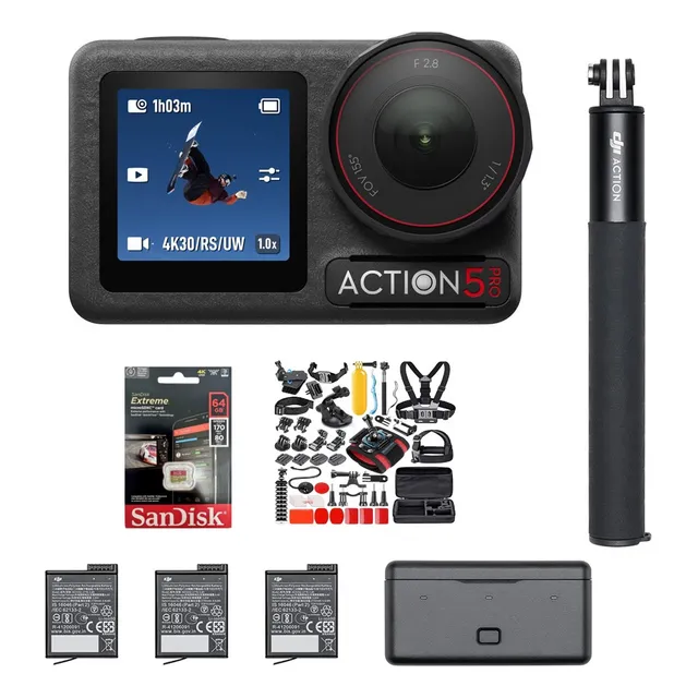Cámara Dji Osmo Action 5 Pro Adventure Combo + 64gb + Kit