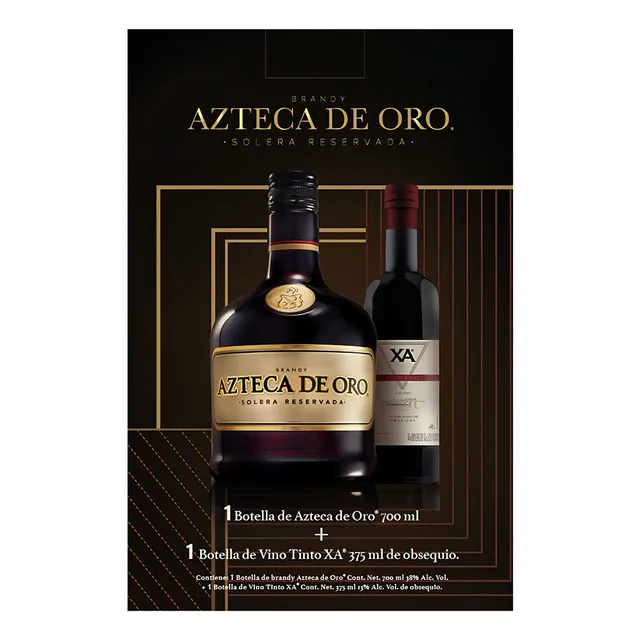 Brandy Azteca De Oro 700ml más Vino Xa 375ml