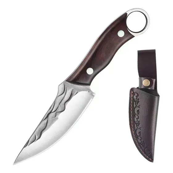 Cuchillo Chef De Cocina Forjado A Mano Con Funda De Cuero