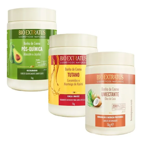 Kit Bio Extratus Cronograma Capilar Banho De Creme 1kg