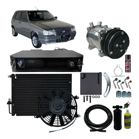 Kit Ar Condicionado Mecanico Completo Fiat Uno P/ Adaptação