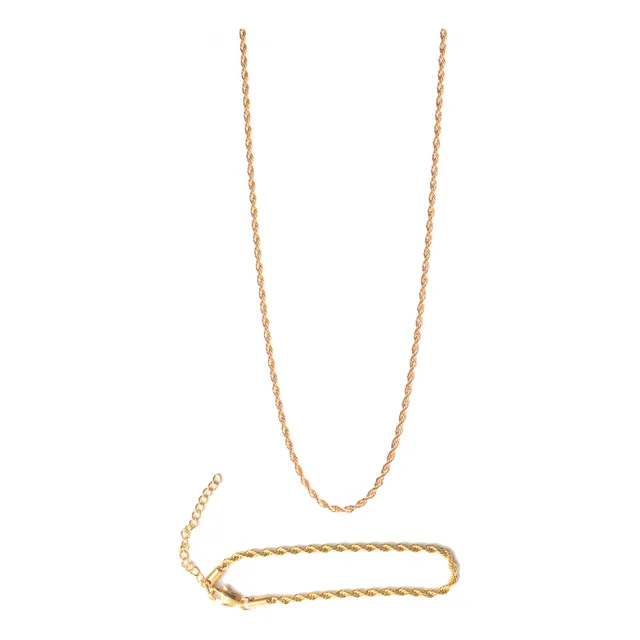Collar 60 Cms  Pulsera Lazo Hombre Cadena Enchape De Oro 18k