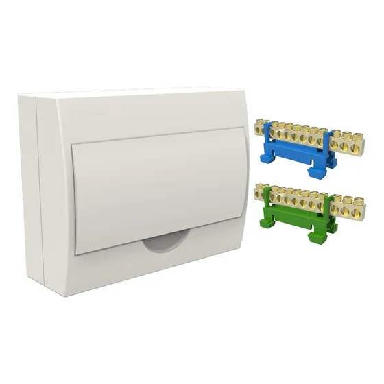 Kit Caixa Quadro Sobrepor P 12 Disjuntor C Barramentos T+n
