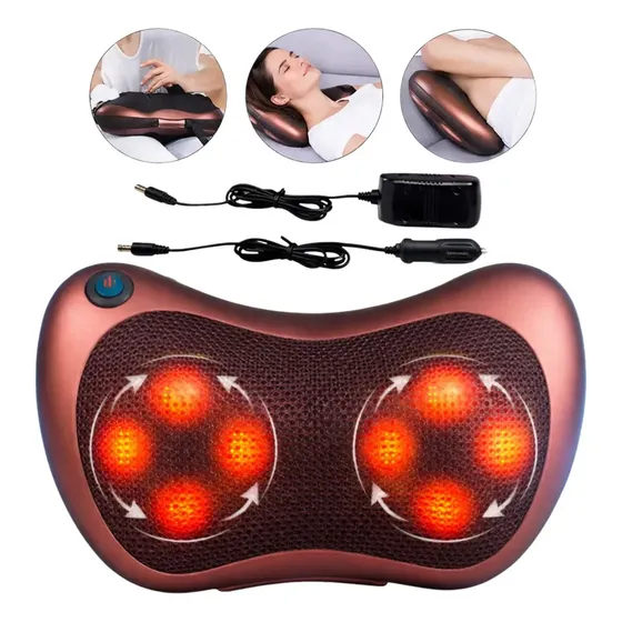 Almofada Massageador Elétrico Pescoço Pés Lombar Costas Biv Marrom WIMAI VARIEDADES