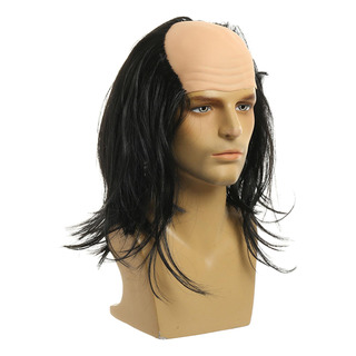 Peruca Careca Halloween Cosplay Traje Cabelo Preto Liso Peruca Careca Halloween Cosplay Traje Cabelo Preto Liso