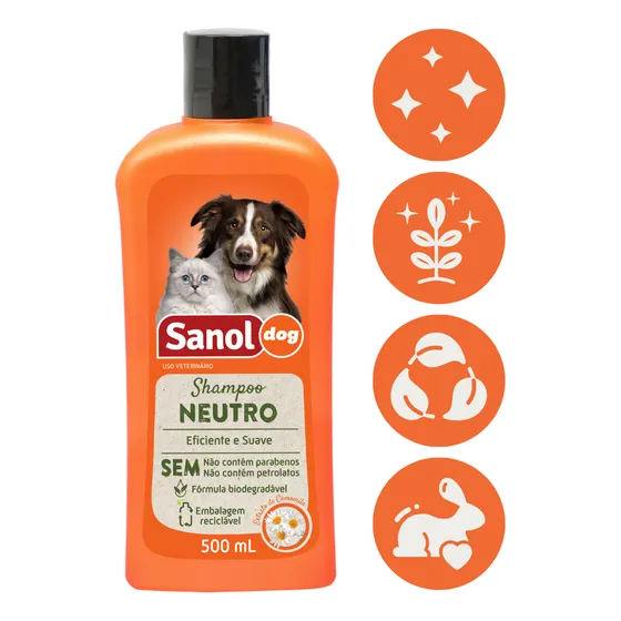 Shampoo Neutro Sanol Dog 500ml Fragrância Camomila