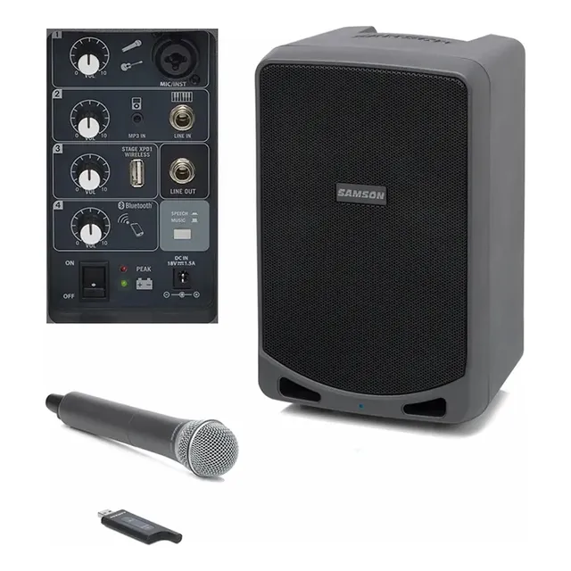 Caja Activa Portable Con Bluetooth y Micrófono Samson XP106W